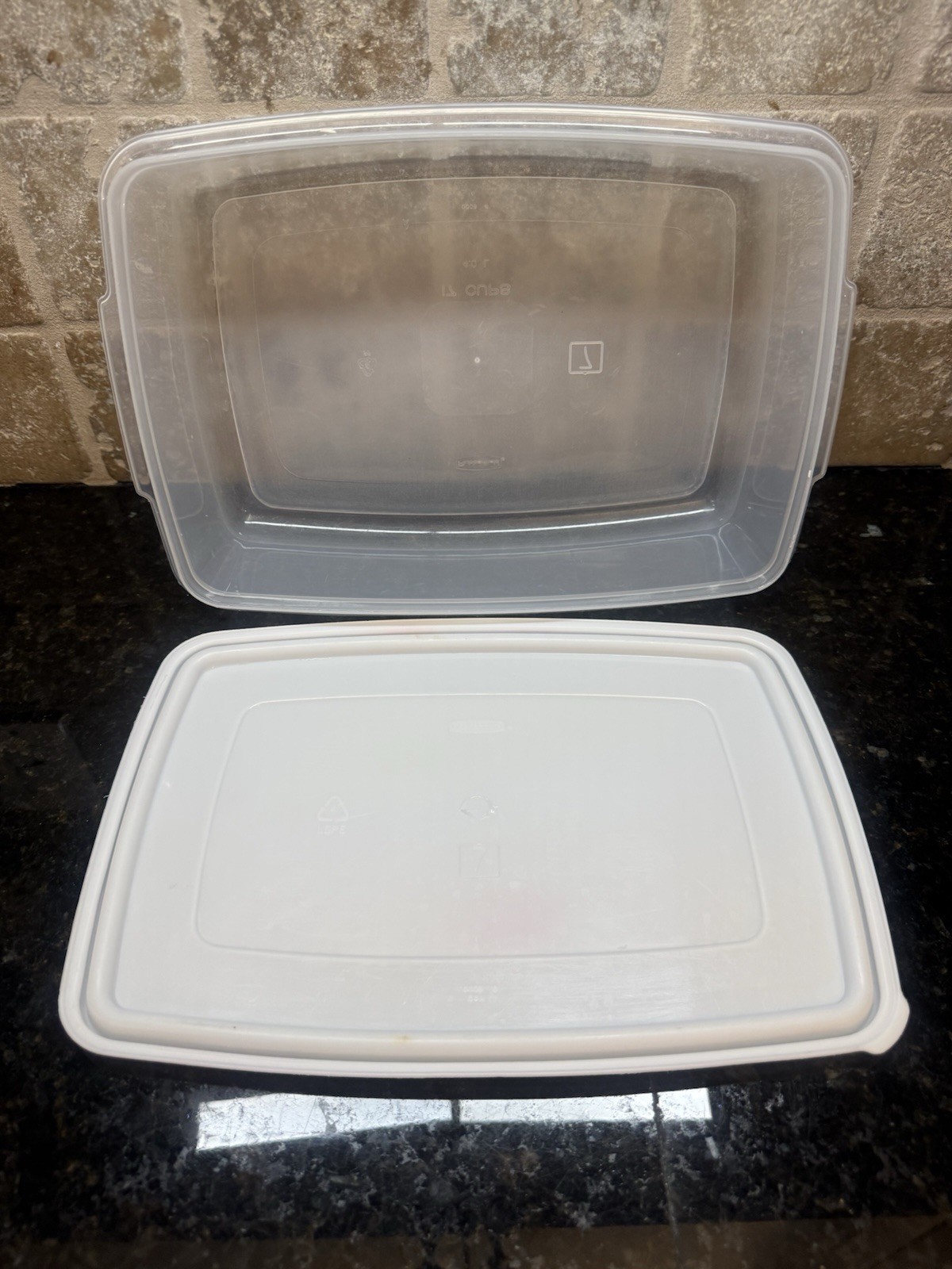 Vintage Rubbermaid Servin Saver 7 & 11 Rectangle 17 Cup & 24 OZ Sheer White Lid