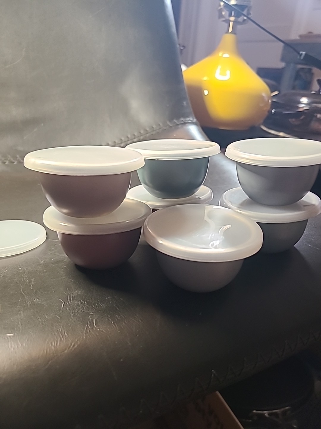 7 Reusable Sauce Cups with Lids Condiment Containers 1.5 Inches