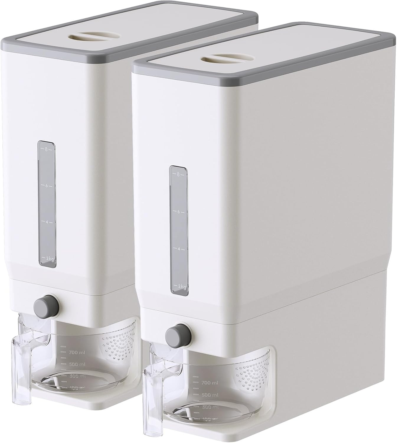 2 Pack Rice Dispenser 25 Lbs(11.3Kg), Rice Storage Container Sealed Moisture Pro