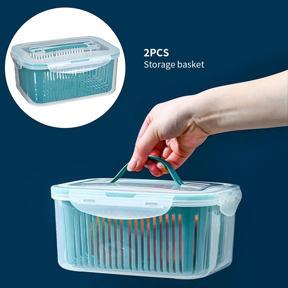 2 Pack Fruit Storage Containers for Fridge,Stackable Fresh Food Produce Saver…