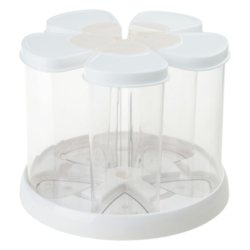 Clear Multiple Compartment Storage Bin With 360 Degree Rotation Mechanism