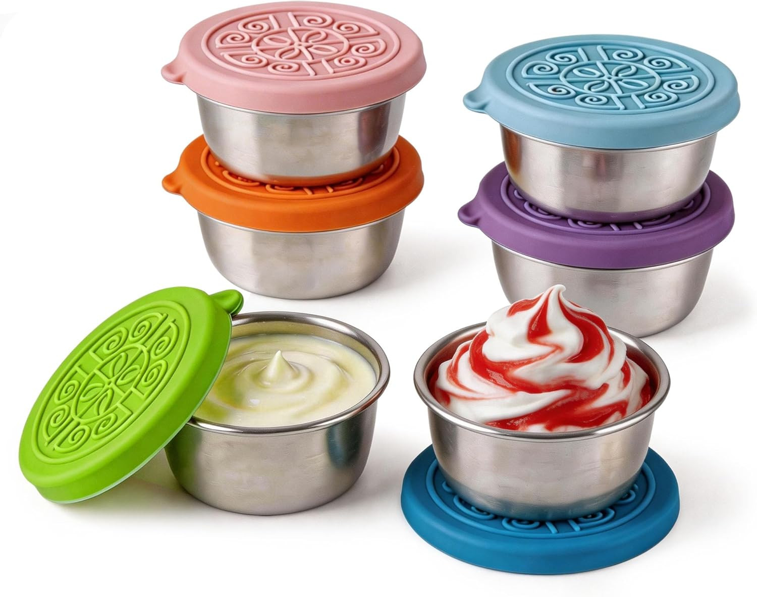 Salad Dressing Container to Go, 6 Pack 1.6 OZ Small Dressing Containers with Lid