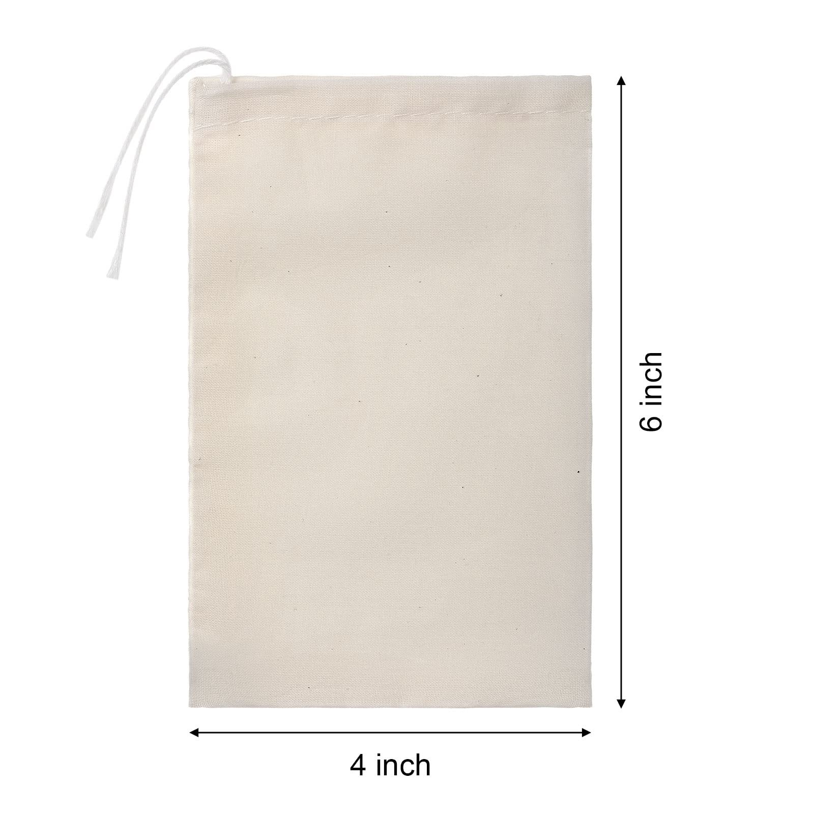 Boao 50 Pcs Cheese Cloth Tea Bags 4 x 6 Inch for Straining 4 x 6 Inch, Beige