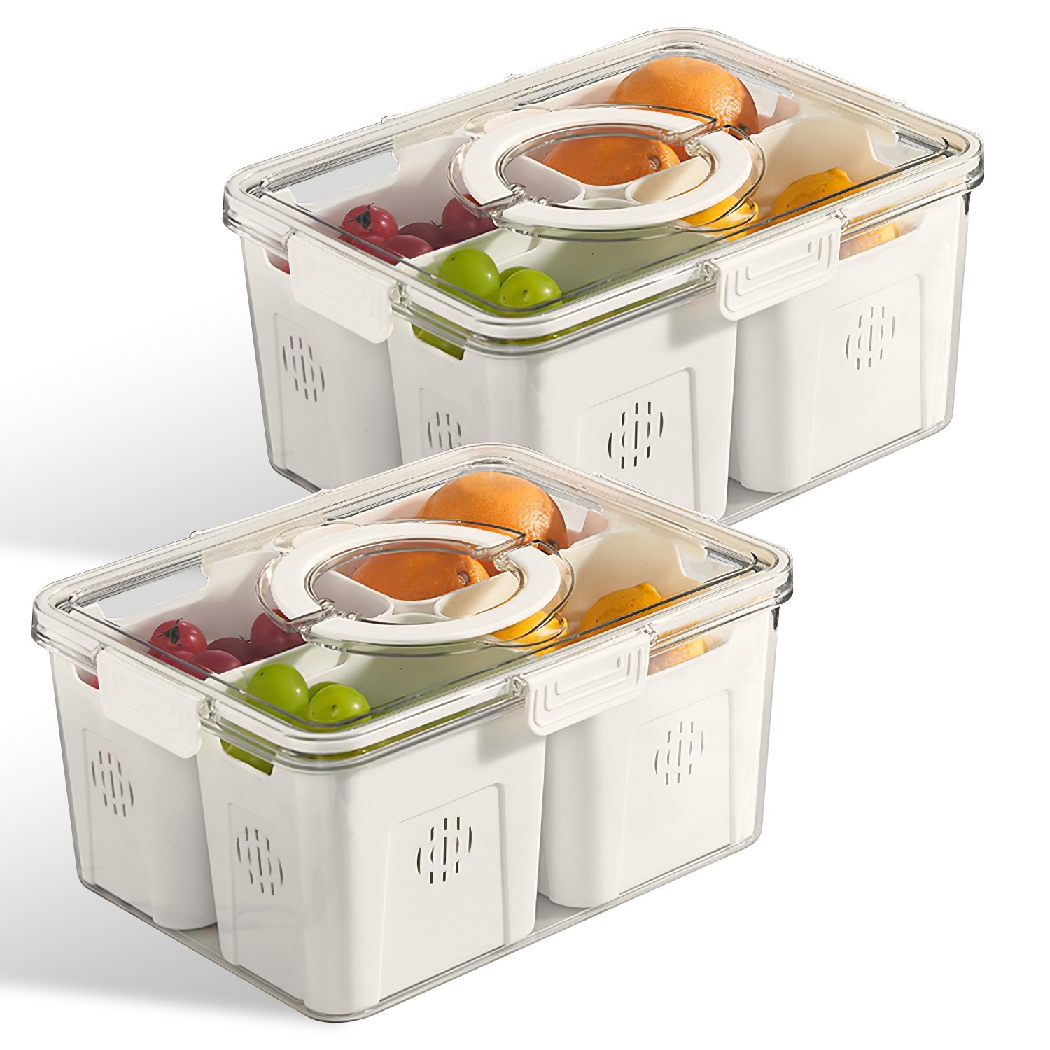2pack Vegetable Fruit Storage Baskets Meat Food Containers Removable Colander