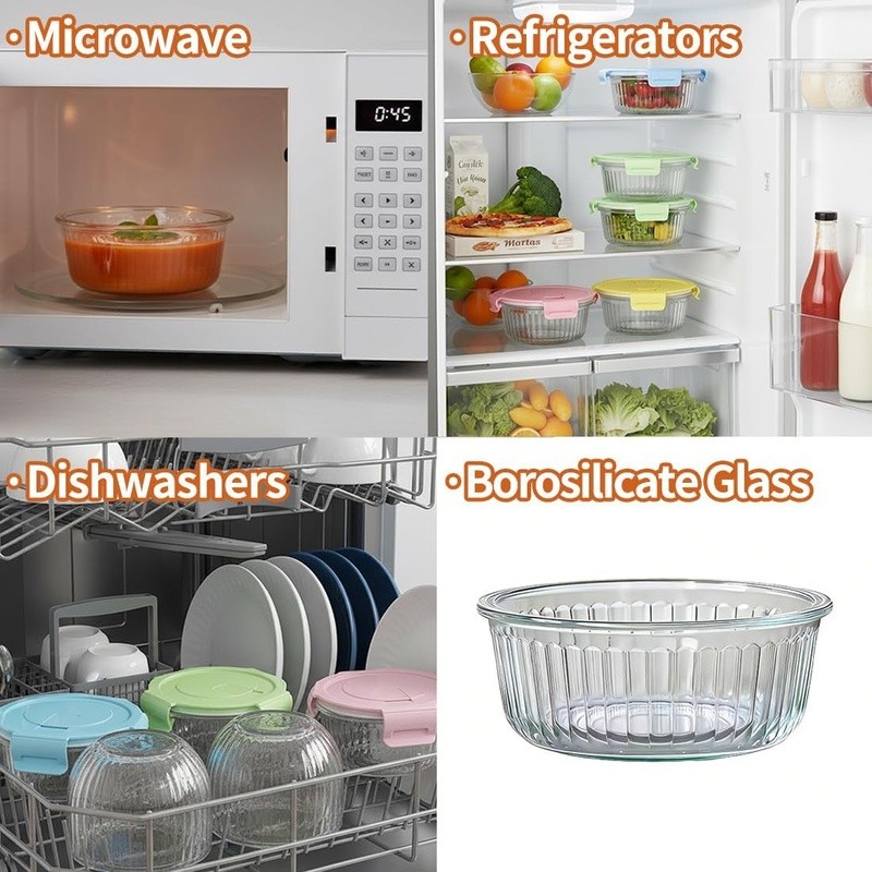 Borosilicate Glass Food Storage Containers Airtight Leakproof Microwave Safe Set