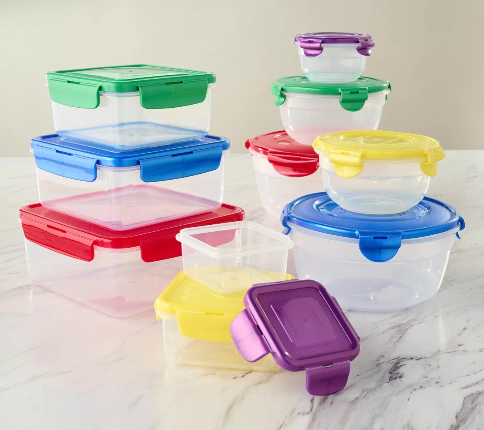 NIP Lock & Lock 10-Piece Nestable Rainbow Bowl and Square Storage Container Set