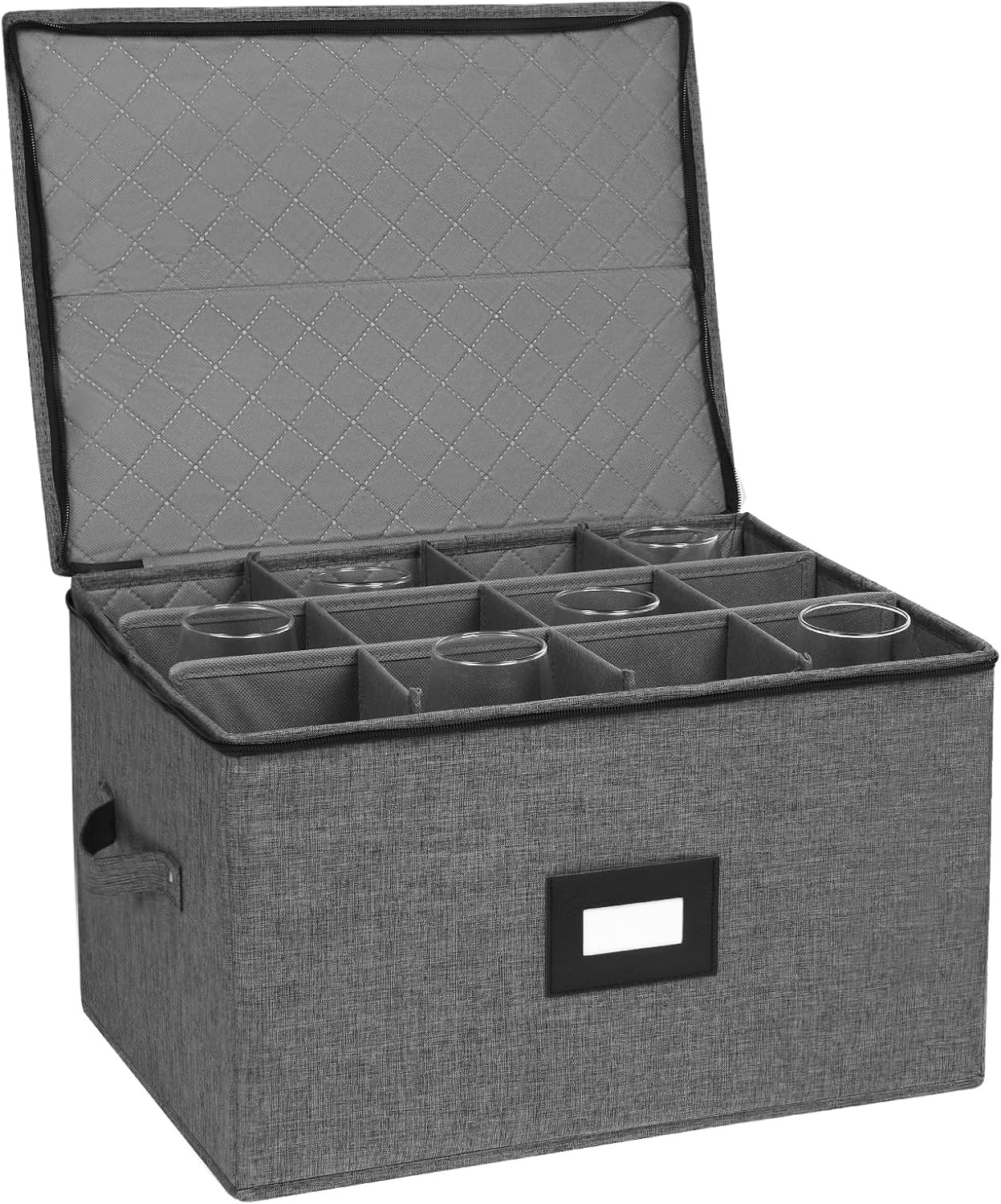 Stemware Storage Containers, Wine Glass Storage Box with Adjustable Dividers