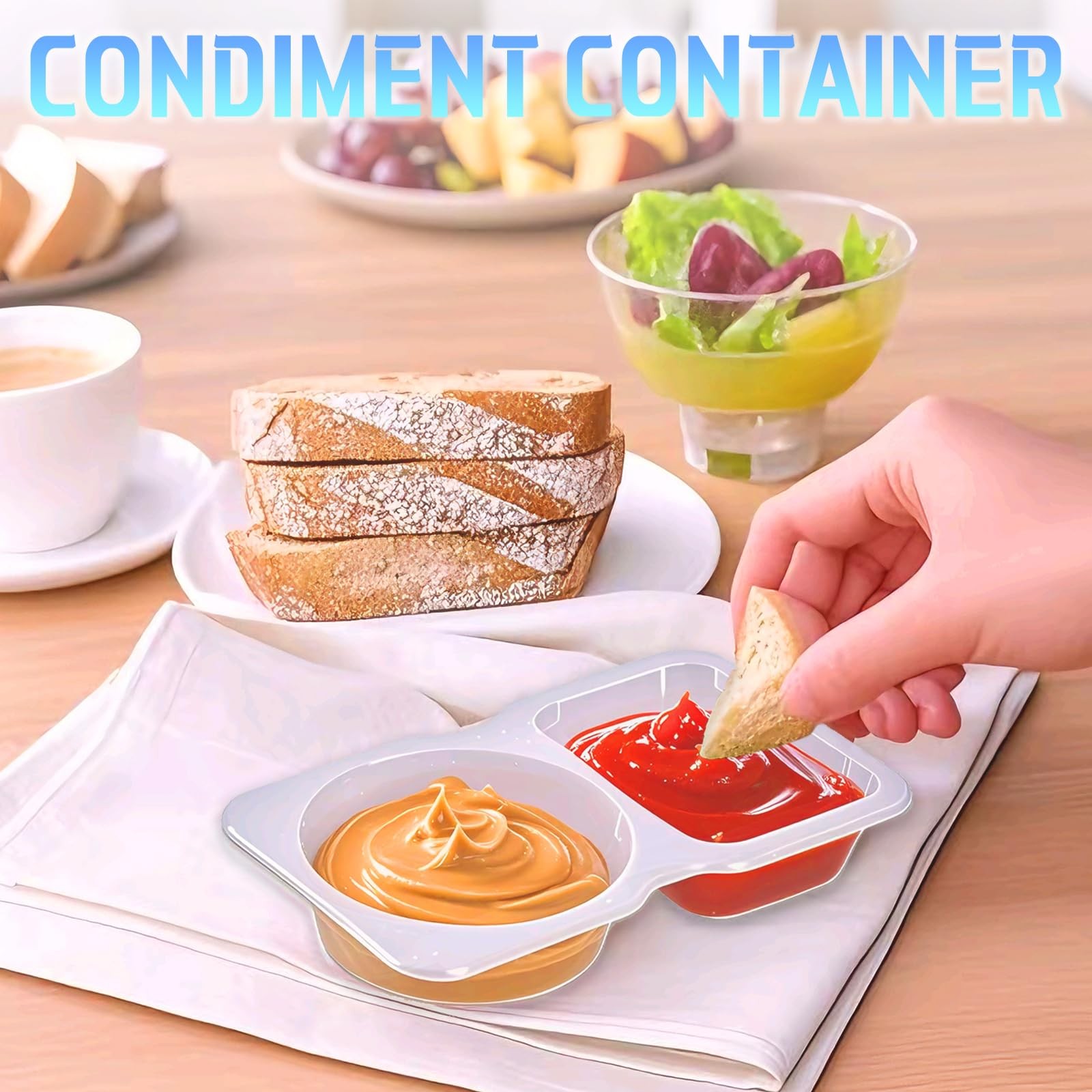12Pcs Double Compartment Snack Containers with Lids, Reusable Small Sauce Dip…