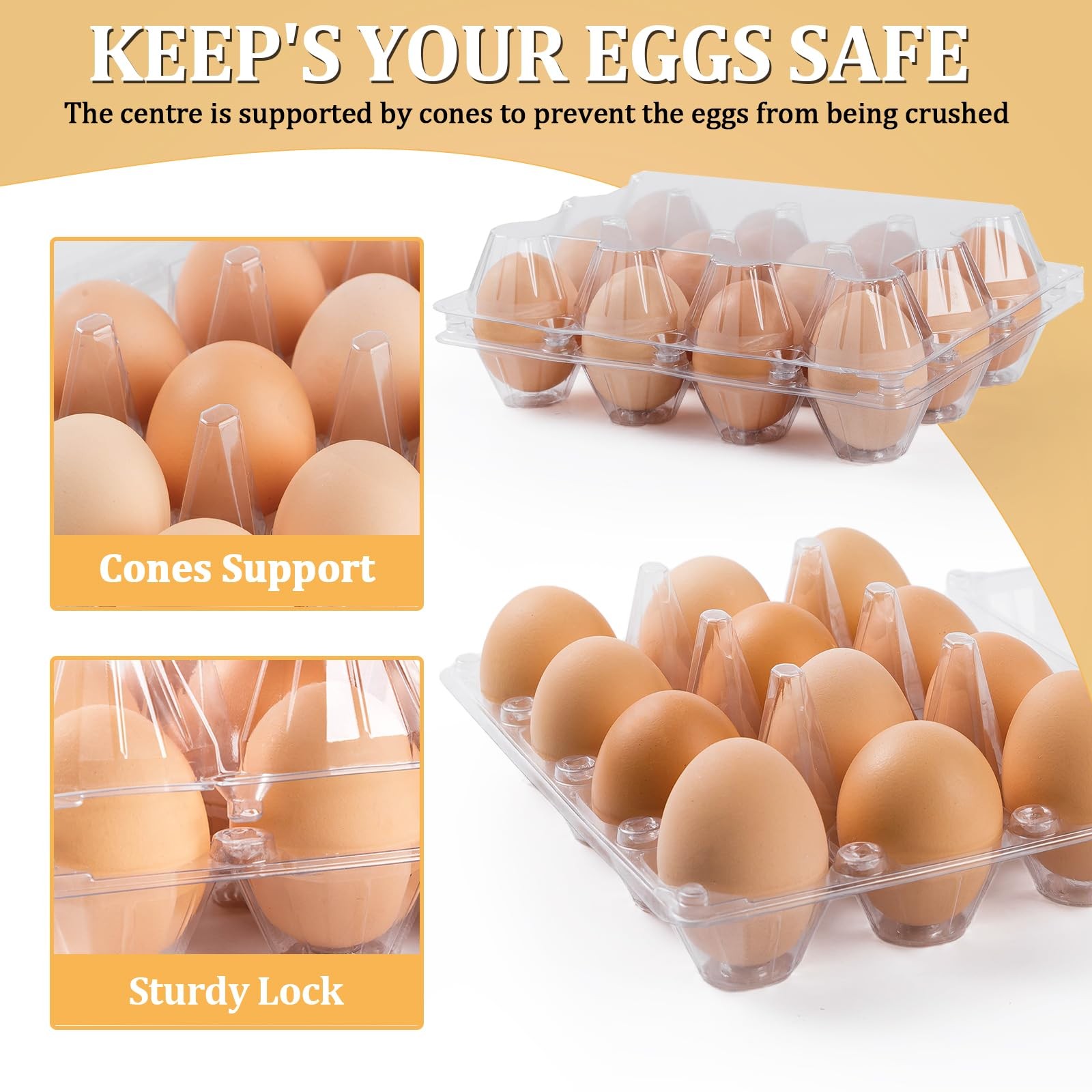 60 Pack Plastic Egg Cartons 12 Count, Clear One Dozen Egg Cartons Cheap Bulk for