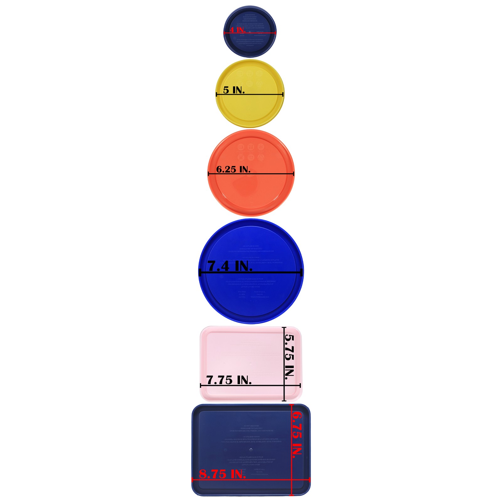 Pyrex Festive Lids: (1) 7202, (2) 7200, (2) 7201, (1) 7402, (2) 7210, (1) 7211