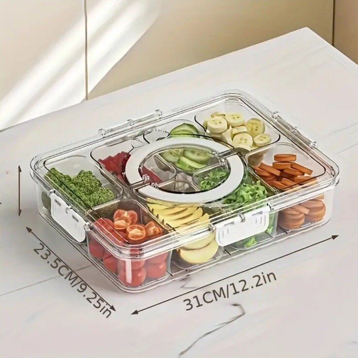 Snackle Box – 12″ Viral Snack Bento Travel Food Container Handles Snap Lock NWT