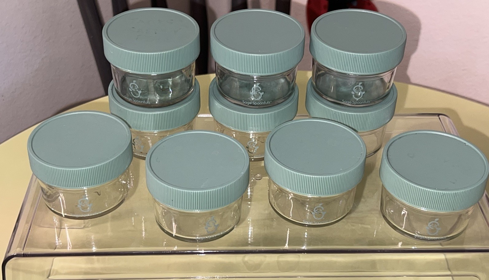 Sage Spoonfuls Glass Baby Food Containers with Lids -10 Jars , 2 oz