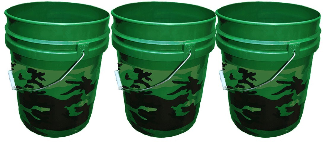 5 Gallon (20L) Camo Plastic Bucket, 3-pack – Free Shipping