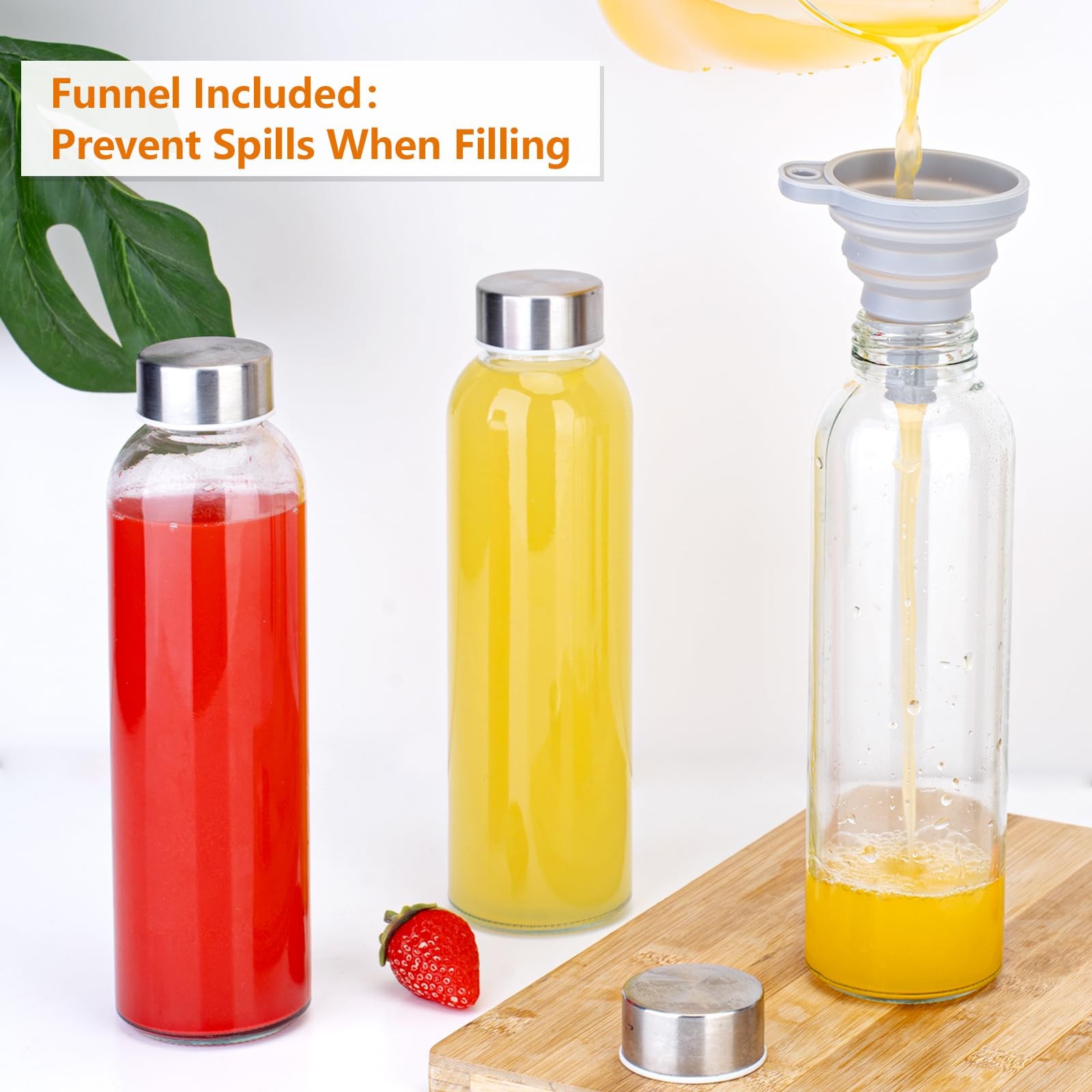 Water Bottles with Lids 24 3 Pack Reusable Juice Bottles With