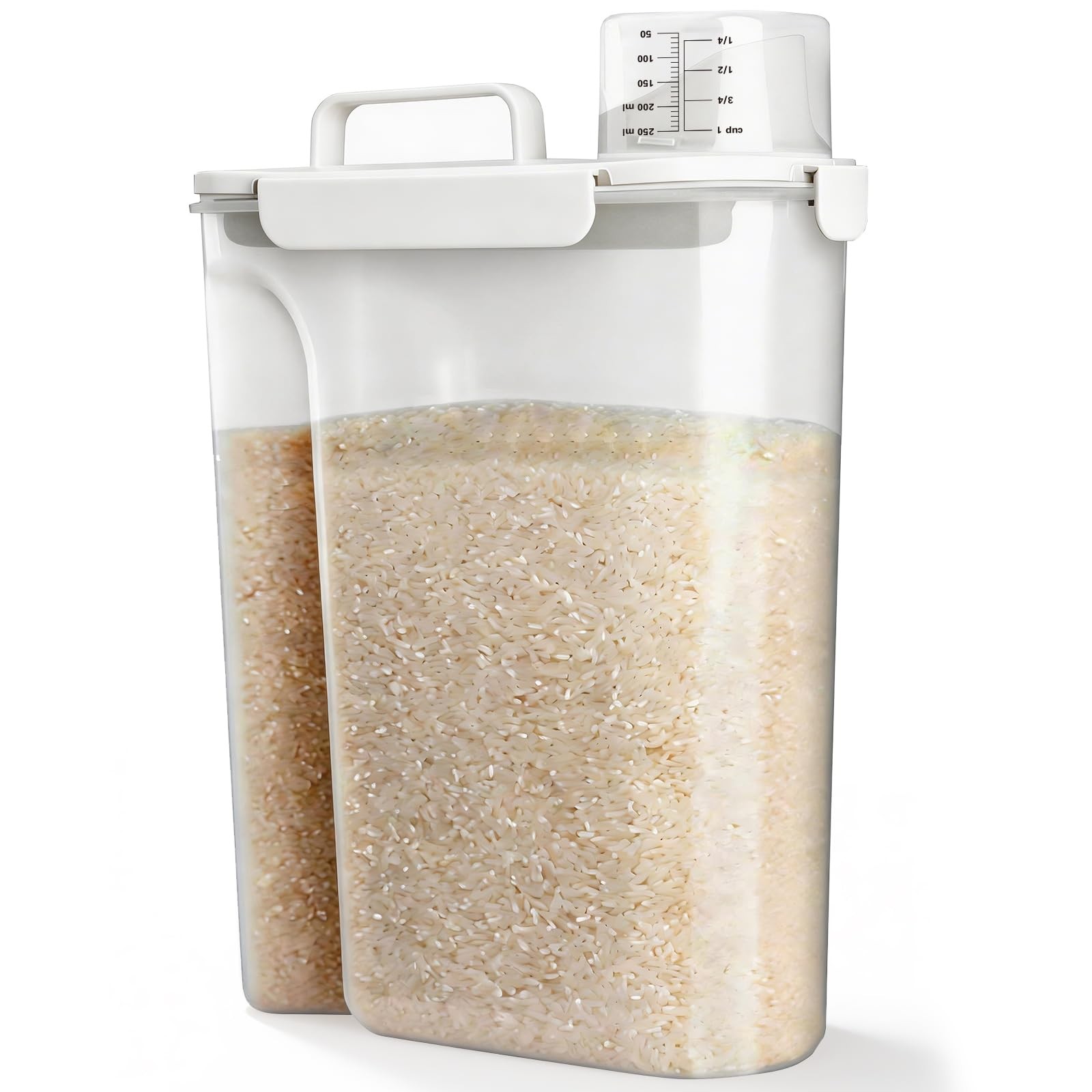 Rice Storage Container, 15 to 20lb Dry Food Airtight Dispenser, Pet Dog Cat F…