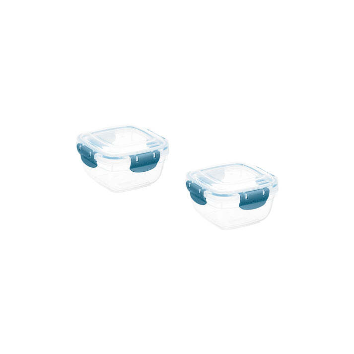 Superio Plastic Food Storage Containers, Airtight Lids, 16 oz., Blue, 2 pack