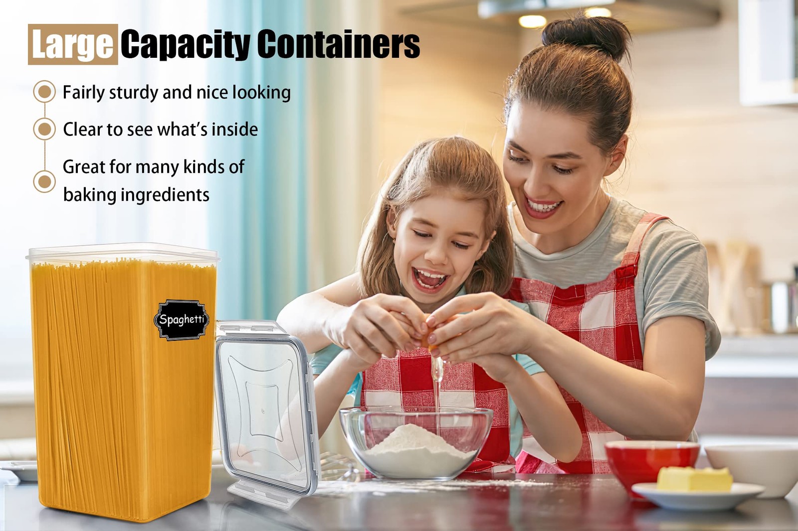 Extra Large Tall Airtight Food Storage Containers 6.5L/ 5.9QT, Plastic BPA Fr…