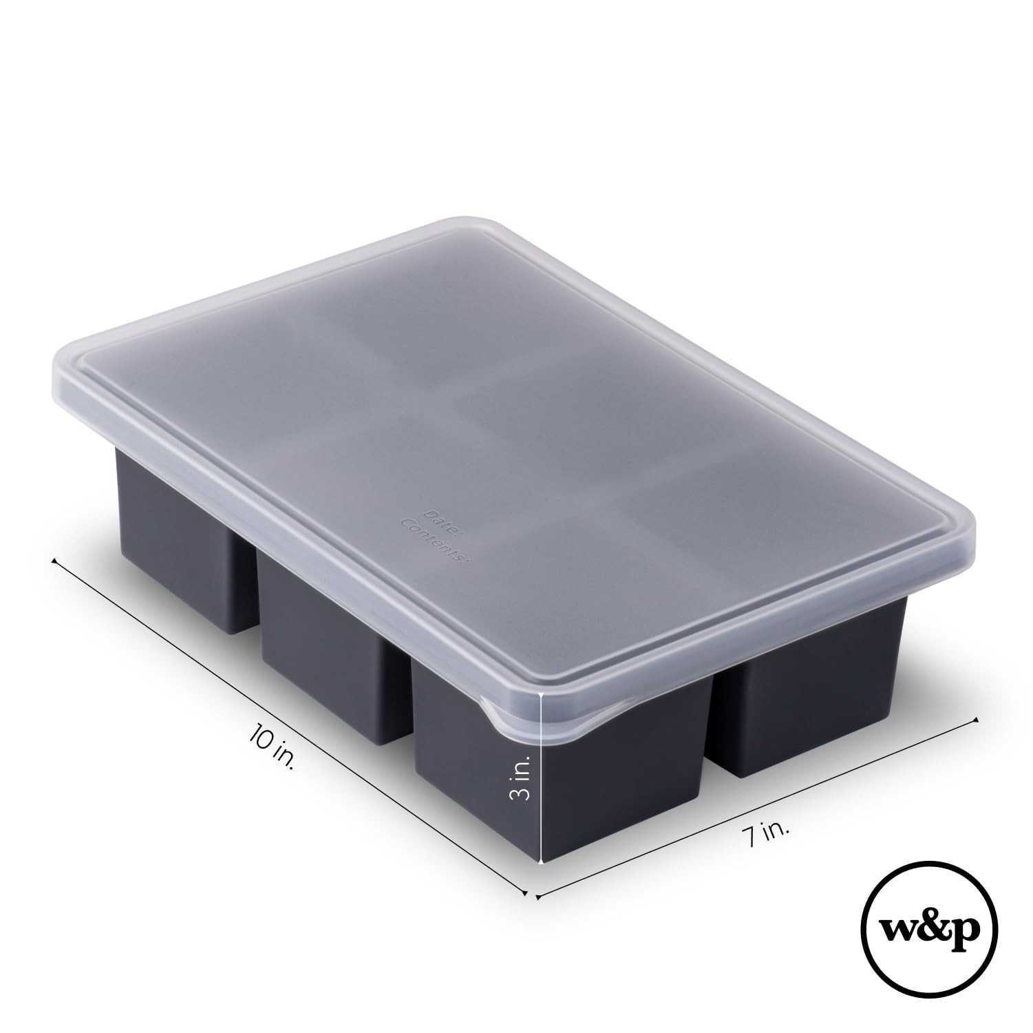 Cup Cubes Silicone Freezer Tray with Lid, Blue, Makes 6 Perfect 1-Cup Portion…