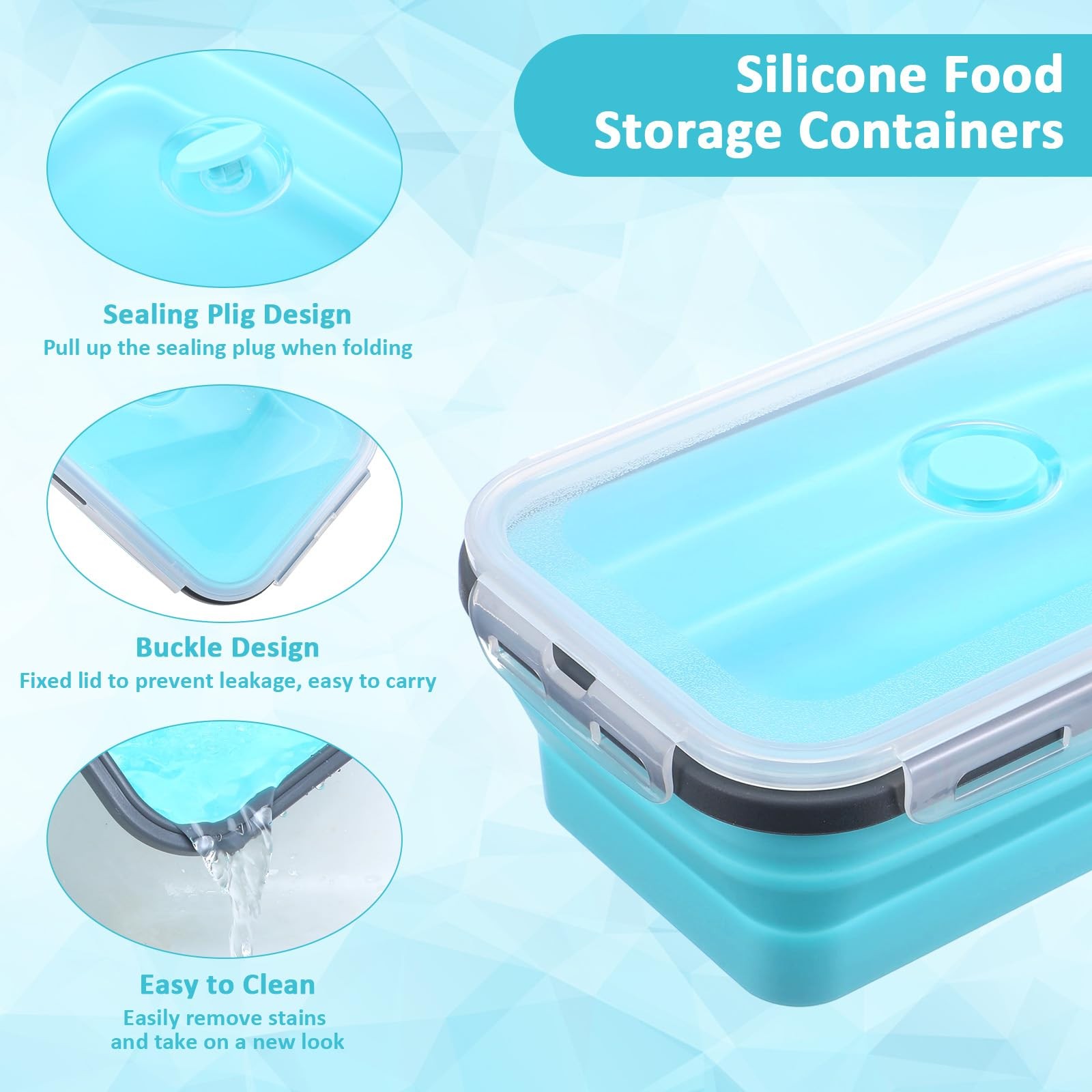 4 Pack 40oz Collapsible Food Storage Containers Marinating Container with Lid…