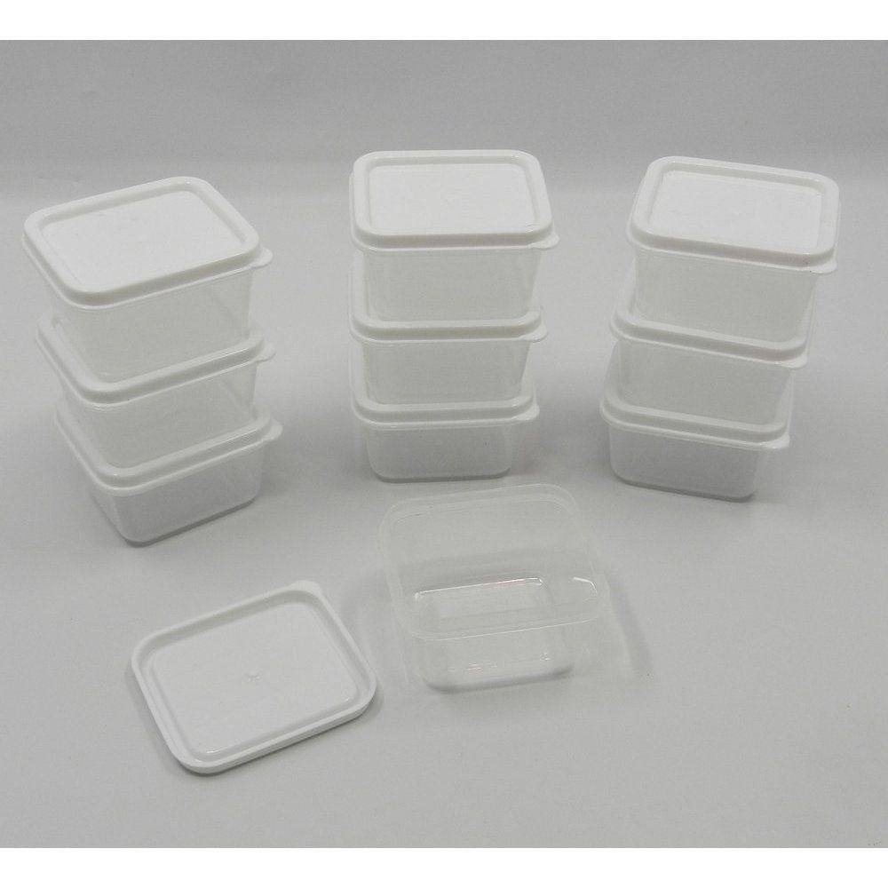 40 small square plastic mini storage containers 2.3 fl oz.,container
