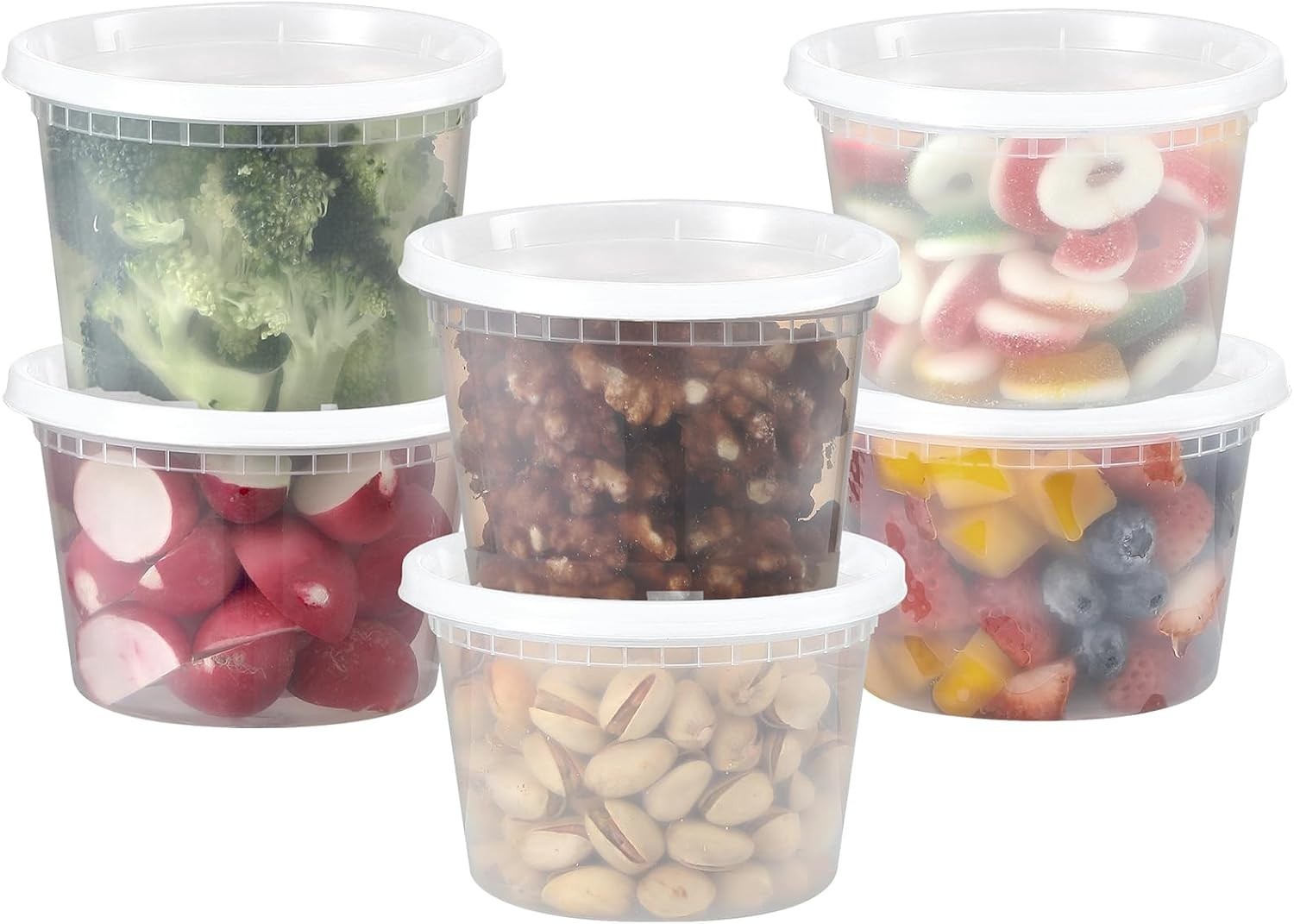 Contenedores De Almacenamiento De Alimentos De Plástico De 16Oz Con Tapas US NEW