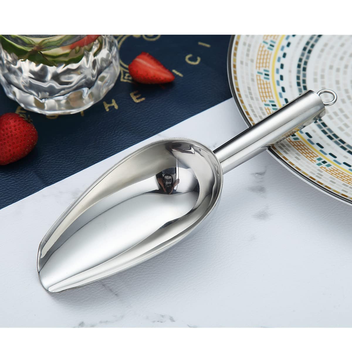 Stainless Steel Ice Scoop 6 OZ, Metal Ice Scooper For Ice Maker, Multipurpose…