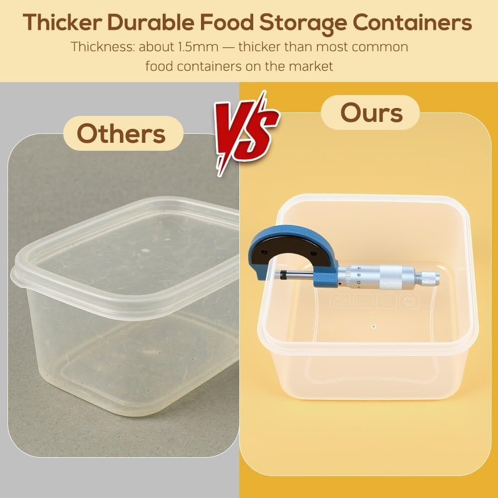 50-Piece Stackable Food Storage Containers – Thicker, Clear, Airtight Set