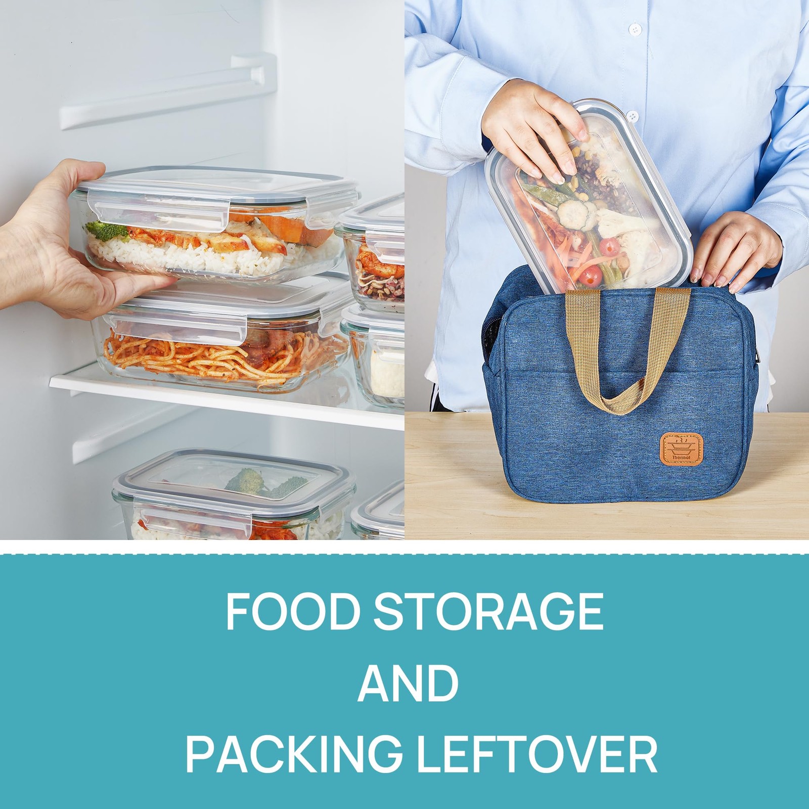 5 Pack 35oz Glass Food Storage Containers with Lids, Meal Prep Containers, Ai…