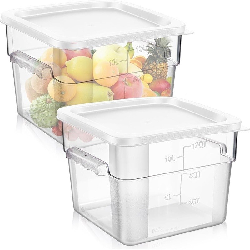 12qt Food Storage Containers W/ Lids Sturdy Polycarbonate W/ Handles Easy Clean