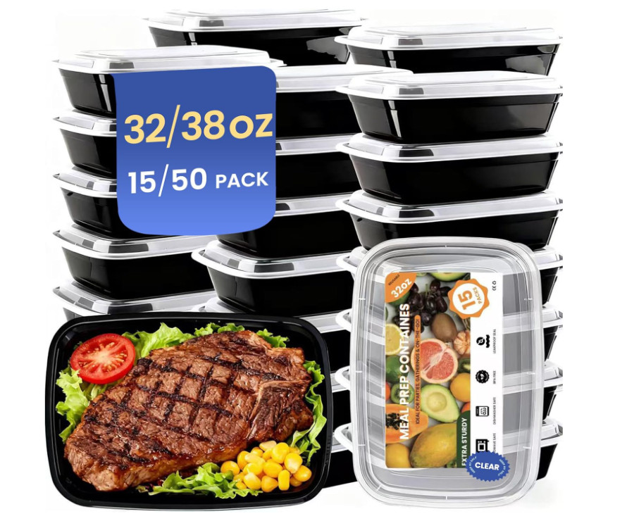 15 envases meal prep 32oz, reutilizables, herméticos, aptos microondas