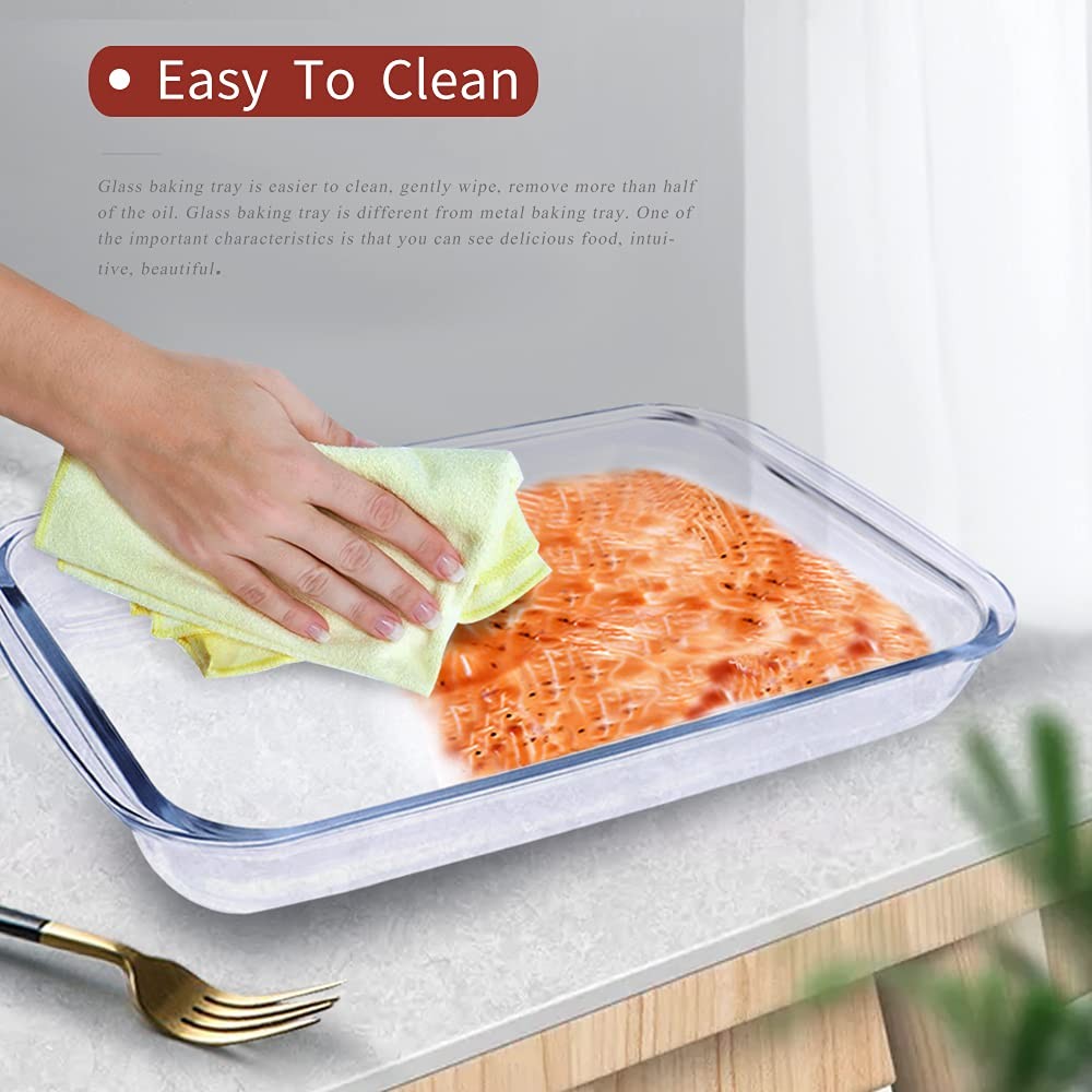 2-Pack Glass Baking Dishes – 102 oz & 75 oz (2.2 L + 3.0 L) Large Oven-Microw…