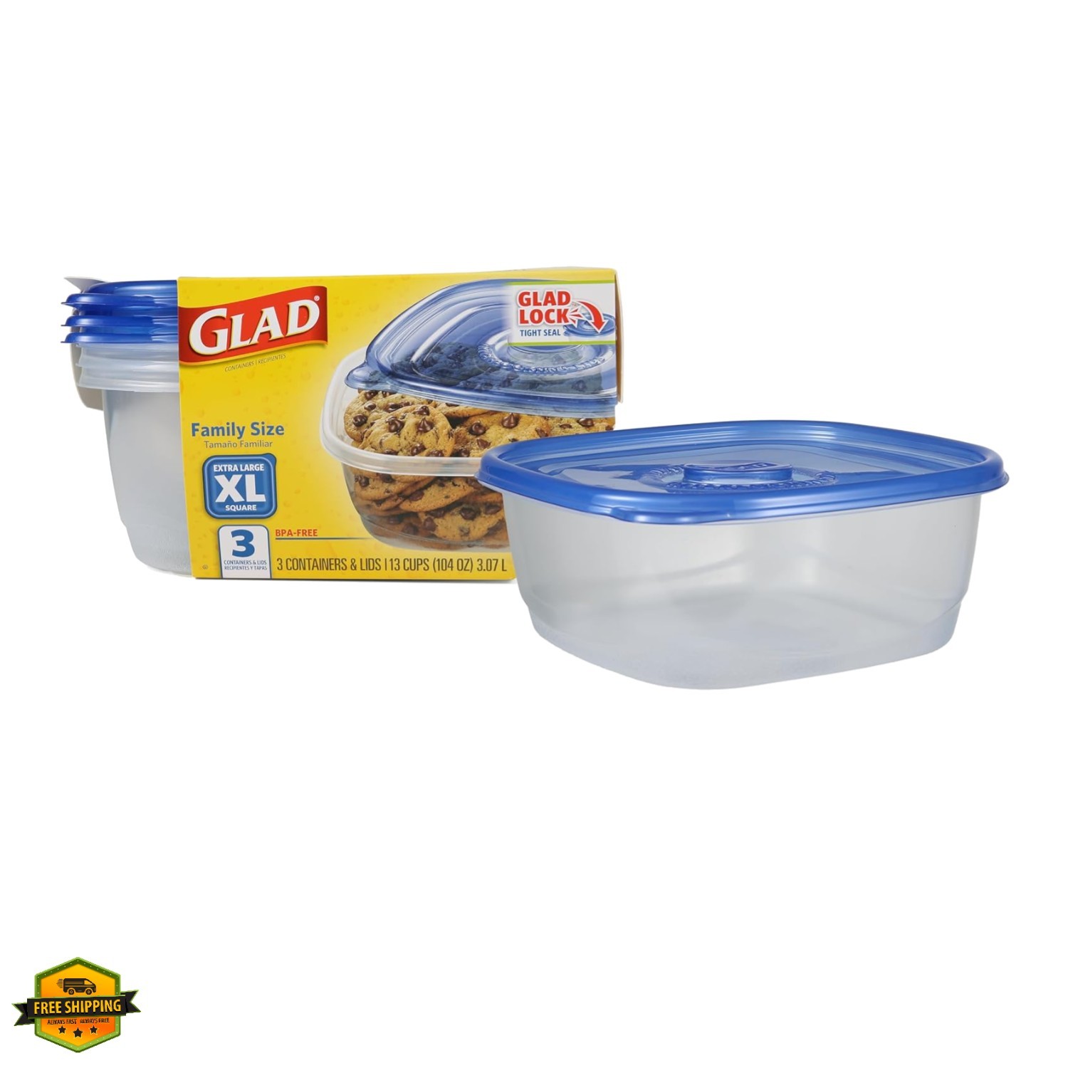Ware XL Square Food Storage Containers with Lock Tight Lids, BPA-Free Family …