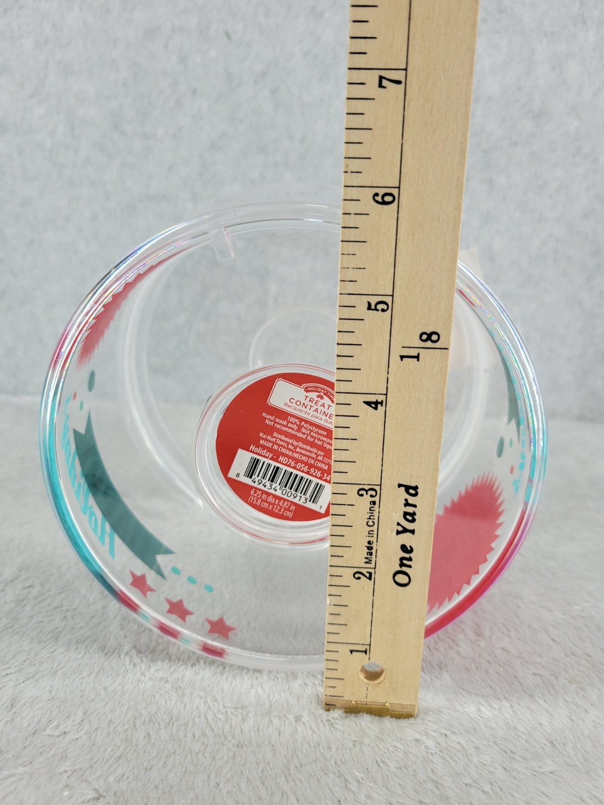 Holiday Time Treat Container Christmas Happy Holidays Stackable Jar 6″ x 5″