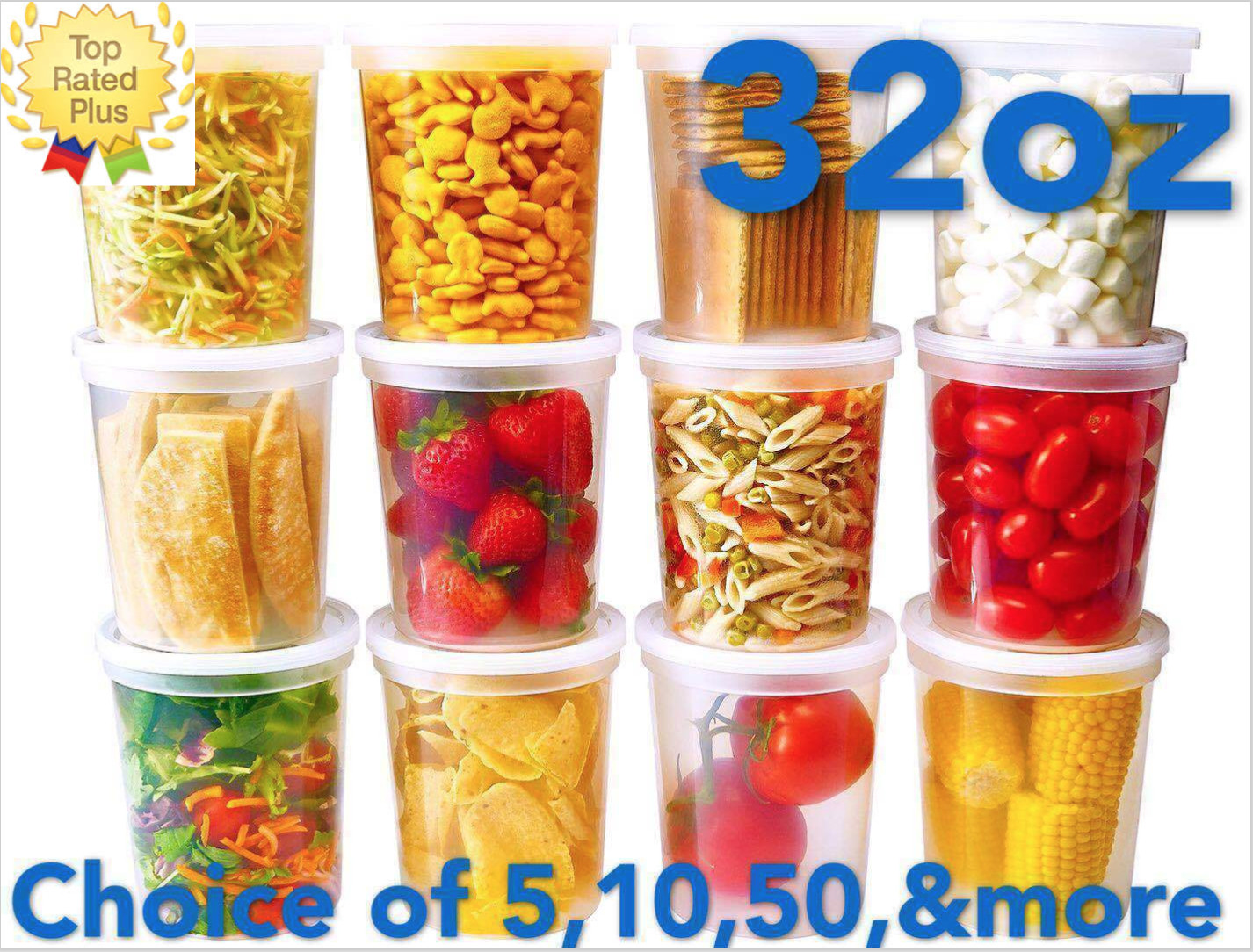 32oz Heavy Duty Large Round Deli Food/Soup Plastic Containers w/ Lids BPA free
