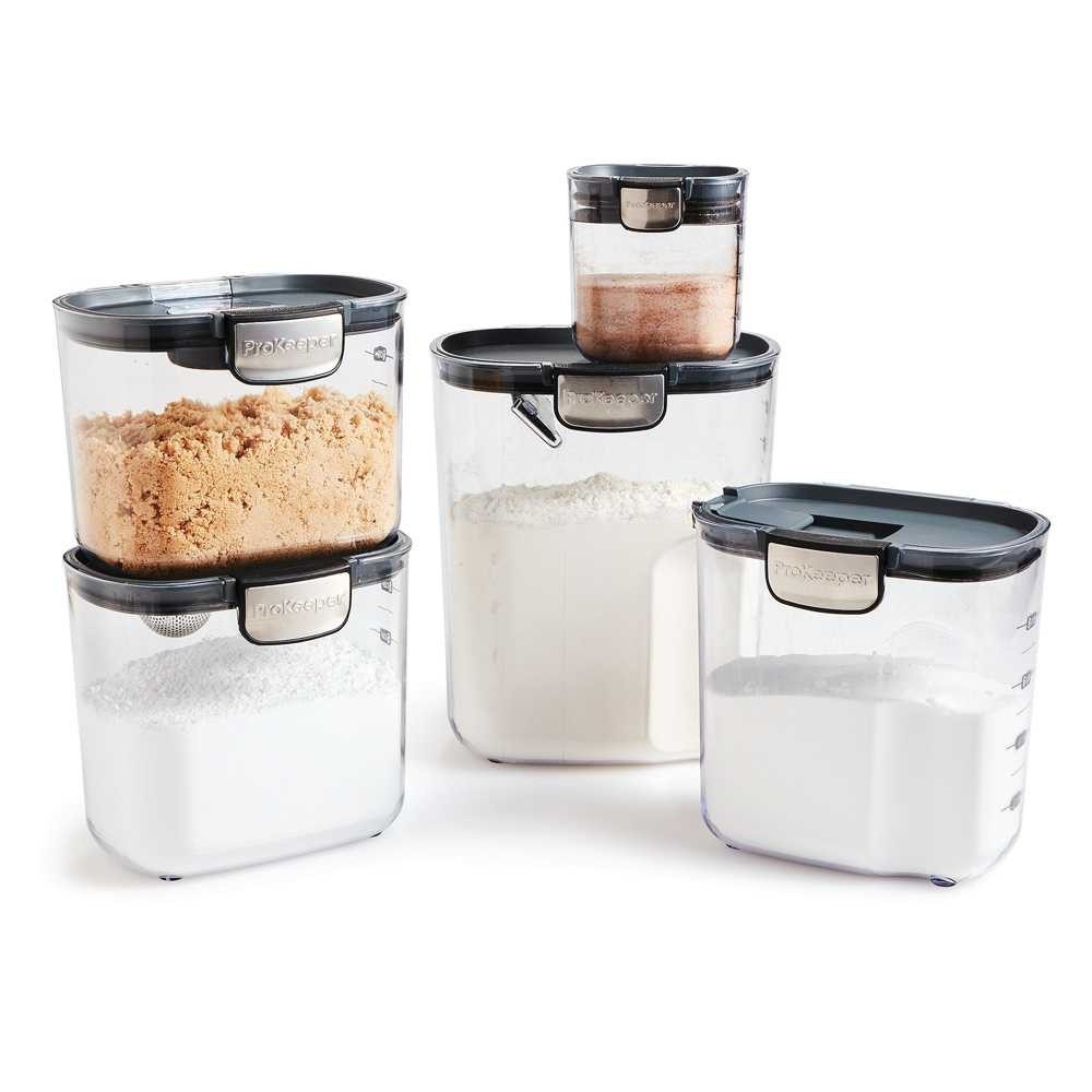 Airtight Food Storage Containers Set 5 Kitchen Pantry Organizer Clear Boxes