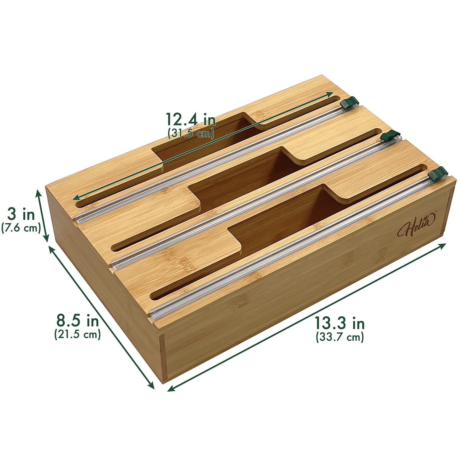 Bamboo Kitchen Wrap Organizer | Wall Mounting Solid Bamboo Foil and Plastic W…