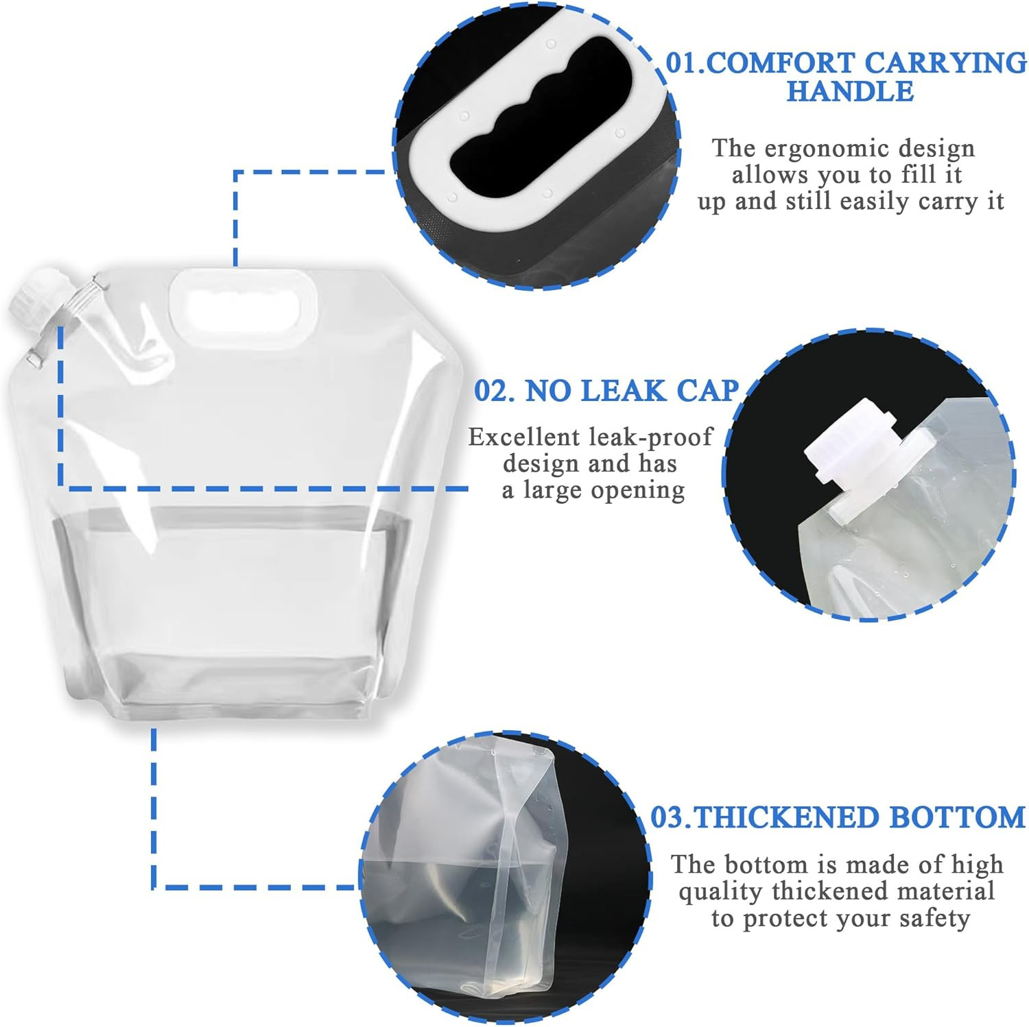 4 Pack Collapsible Water Jugs 1.3/2.6 Gallon BPA Free for Camping Hiking