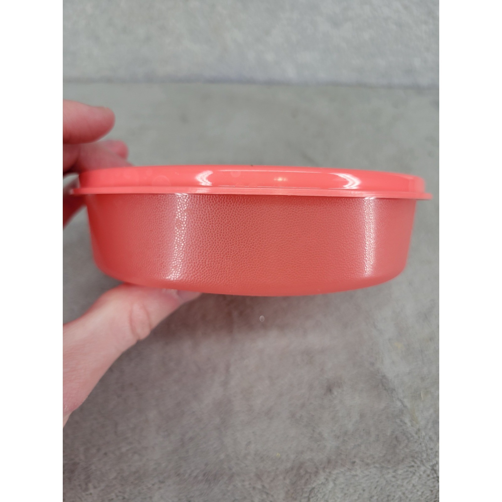 Tupperware Round Storage Bowl with Lid 1551-3A Coral Pink 6 Inch Vintage Style