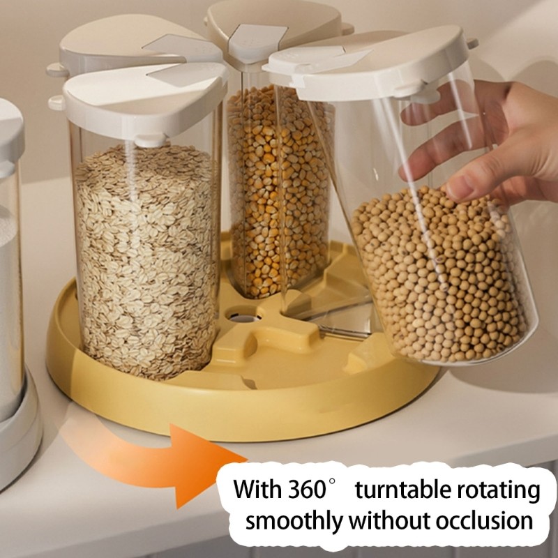 Clear Multiple Compartment Storage Bin With 360 Degree Rotation Mechanism