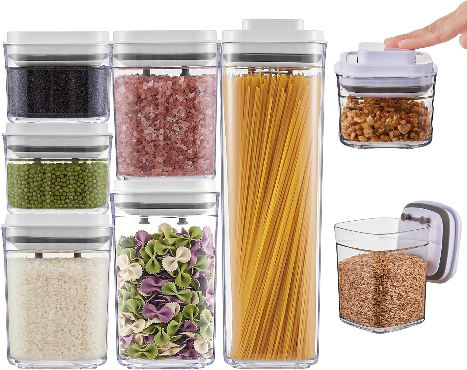 Airtight Pop Top Food Storage Set | 6 Stackable BPA-Free Canisters