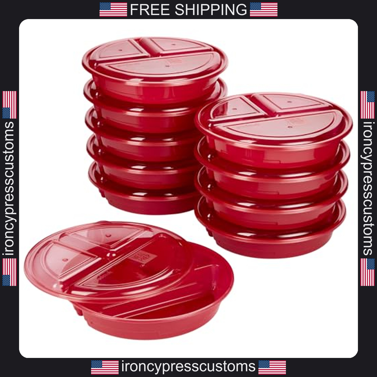 10 Pack Meal Prep Containers with Labeled Compartments and Lids