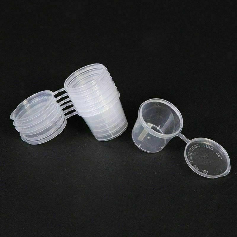 100Pcs Small Plastic Sauce Cups Food Storage Containers Clear Boxes with Lid