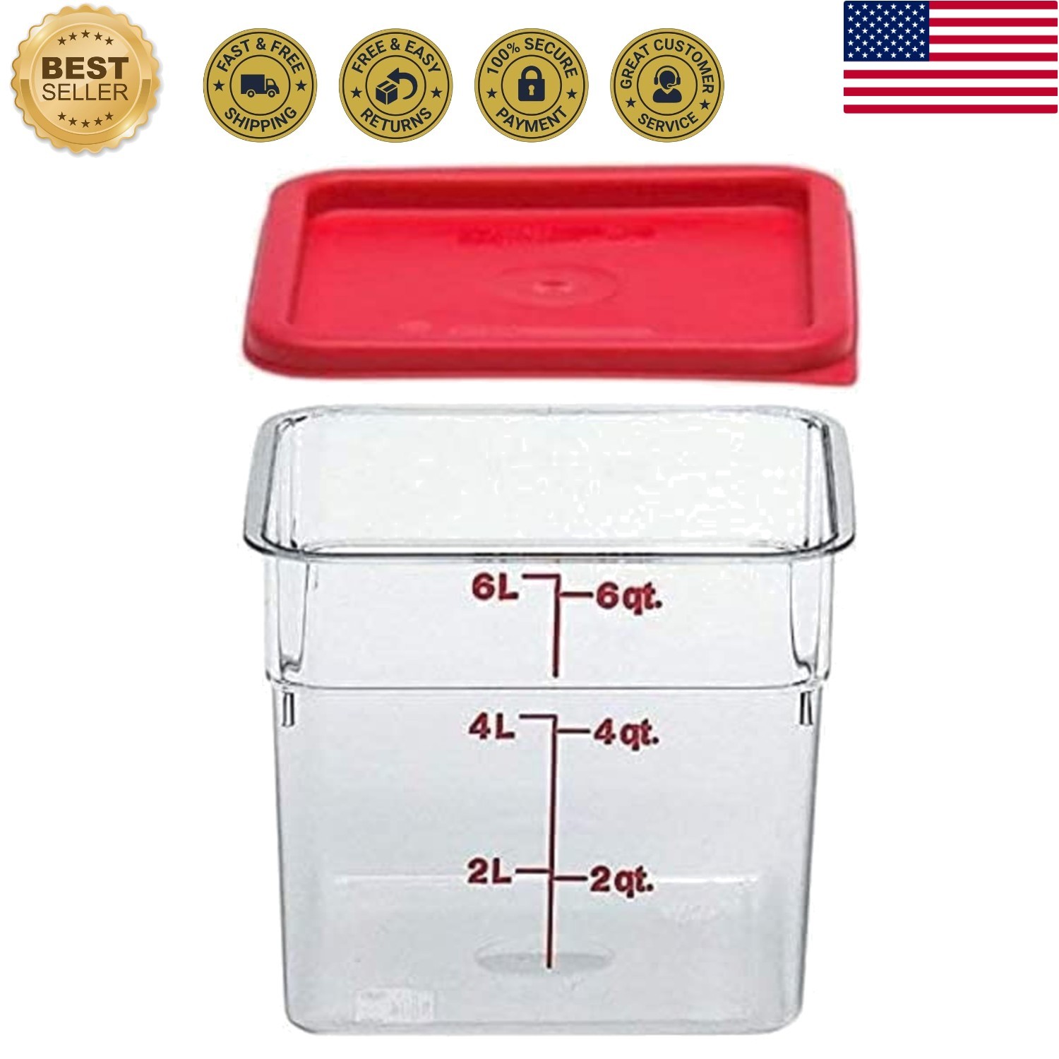 Durable 6-Quart Food Storage Container with Airtight Snap Lid – Dishwasher Safe