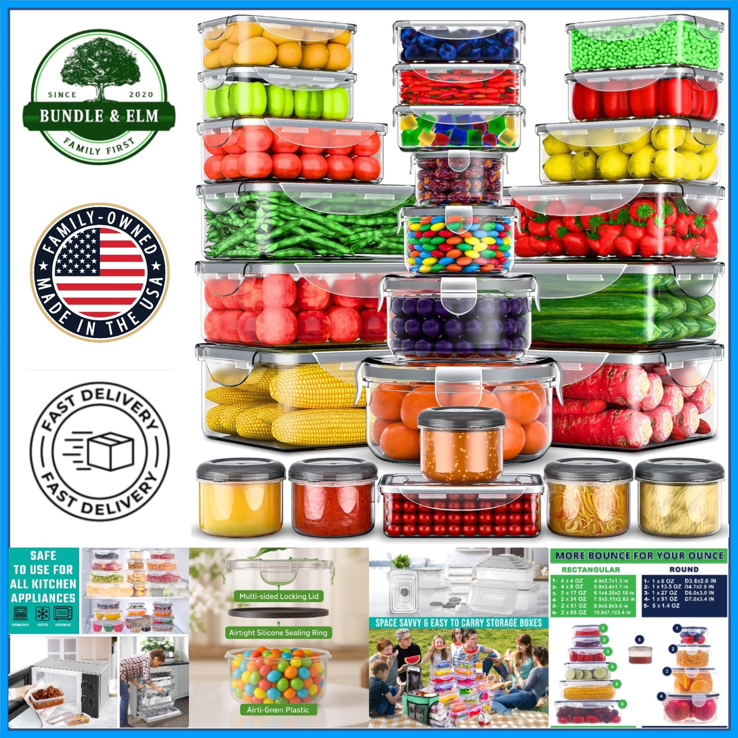 50 Pcs Airtight Food Storage Containers Set, BPA Free, Microwave & Freezer Safe