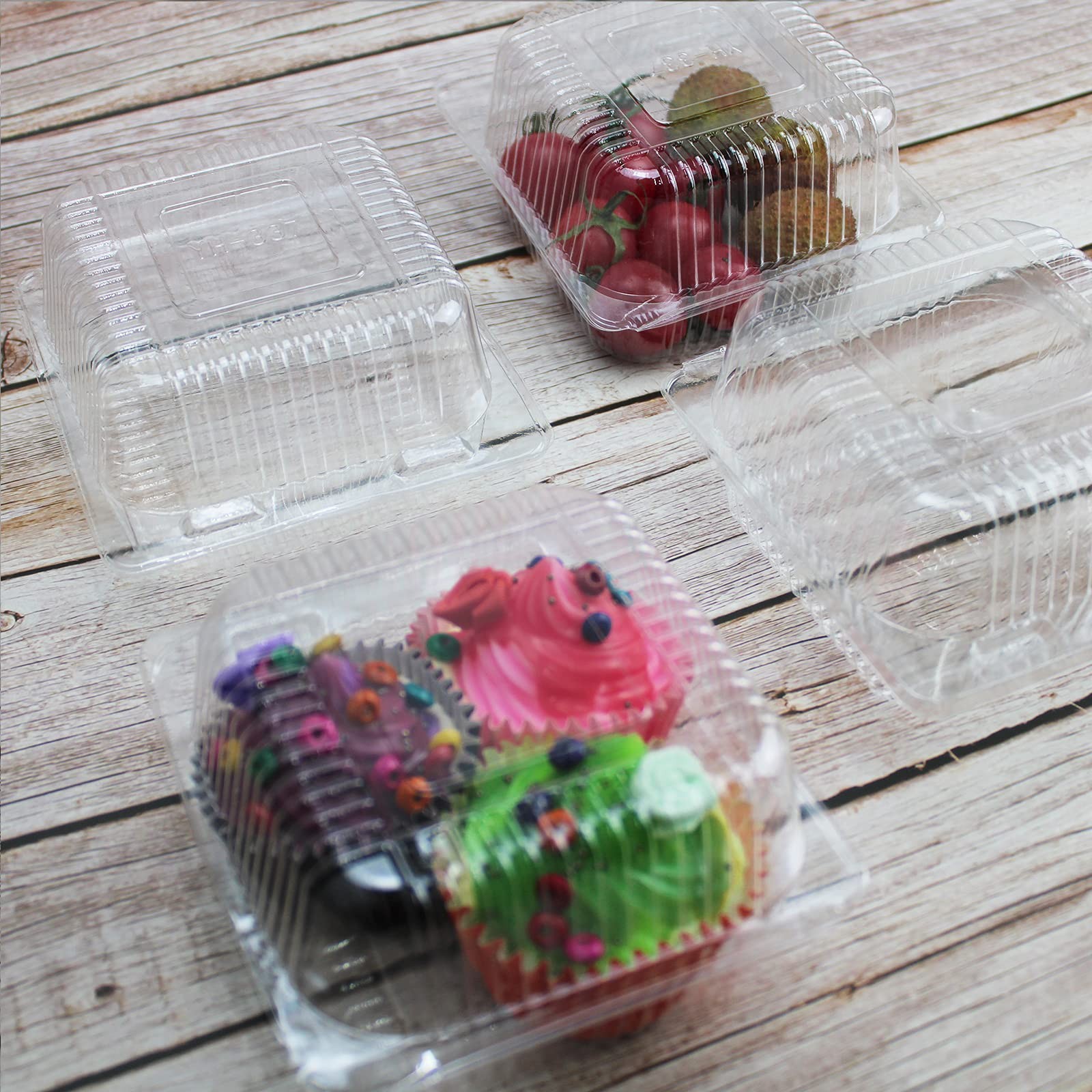 Clear Hinged Plastic Containers with Lids 50PC 5.3×4.7×2.8 Inch