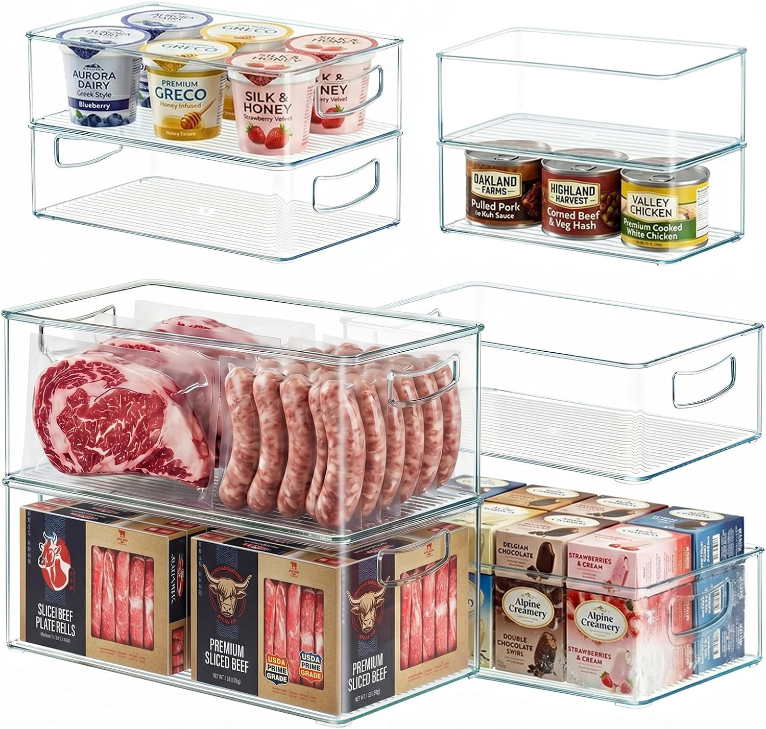 Heyuzb 8 PACK Freezer Organizer Bins Fridge Organizers and Storage Stackable Ref