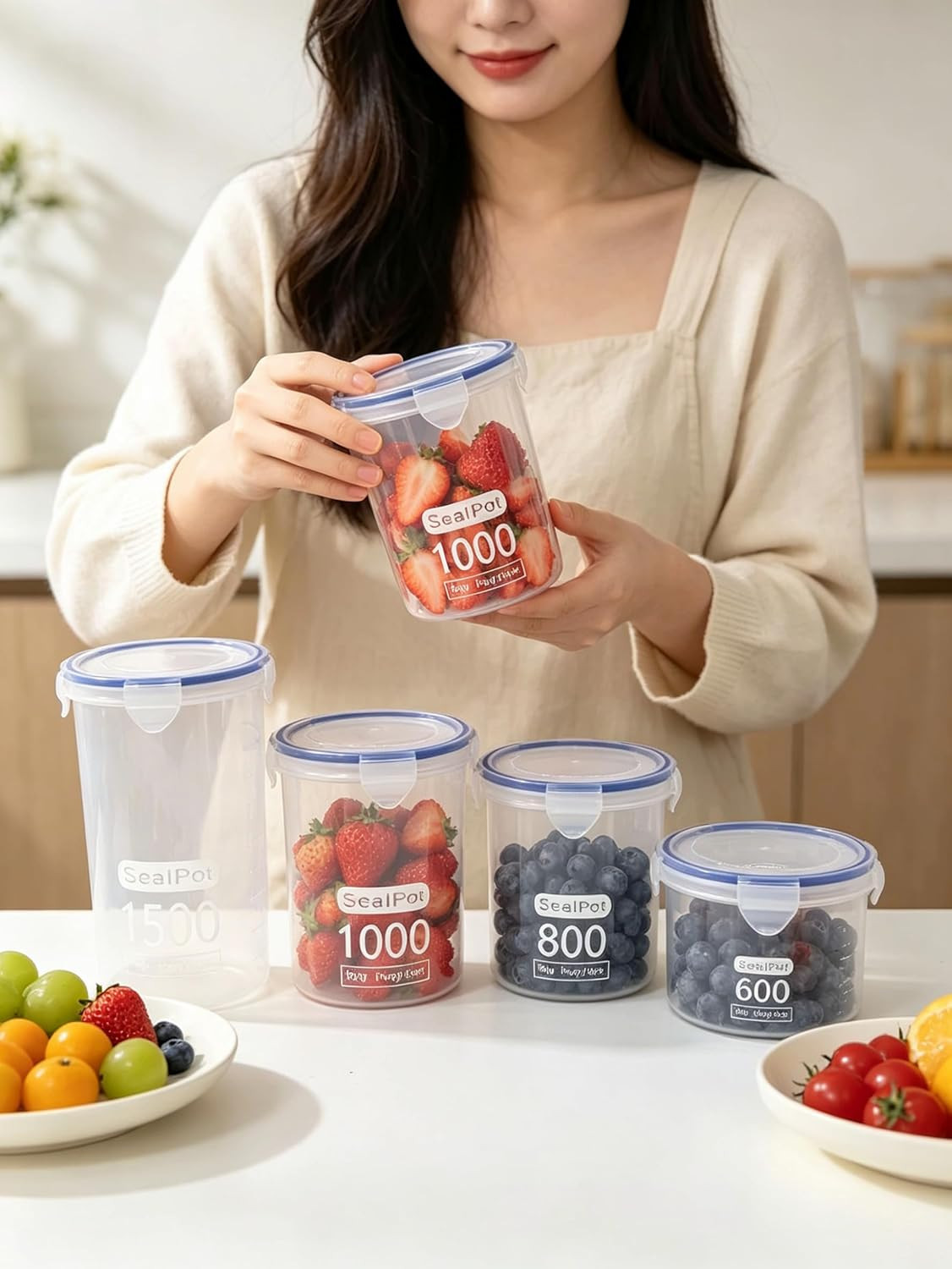 Food Storage Containers Set for 4 Pack, Freezer Containers with Airtight Lids…