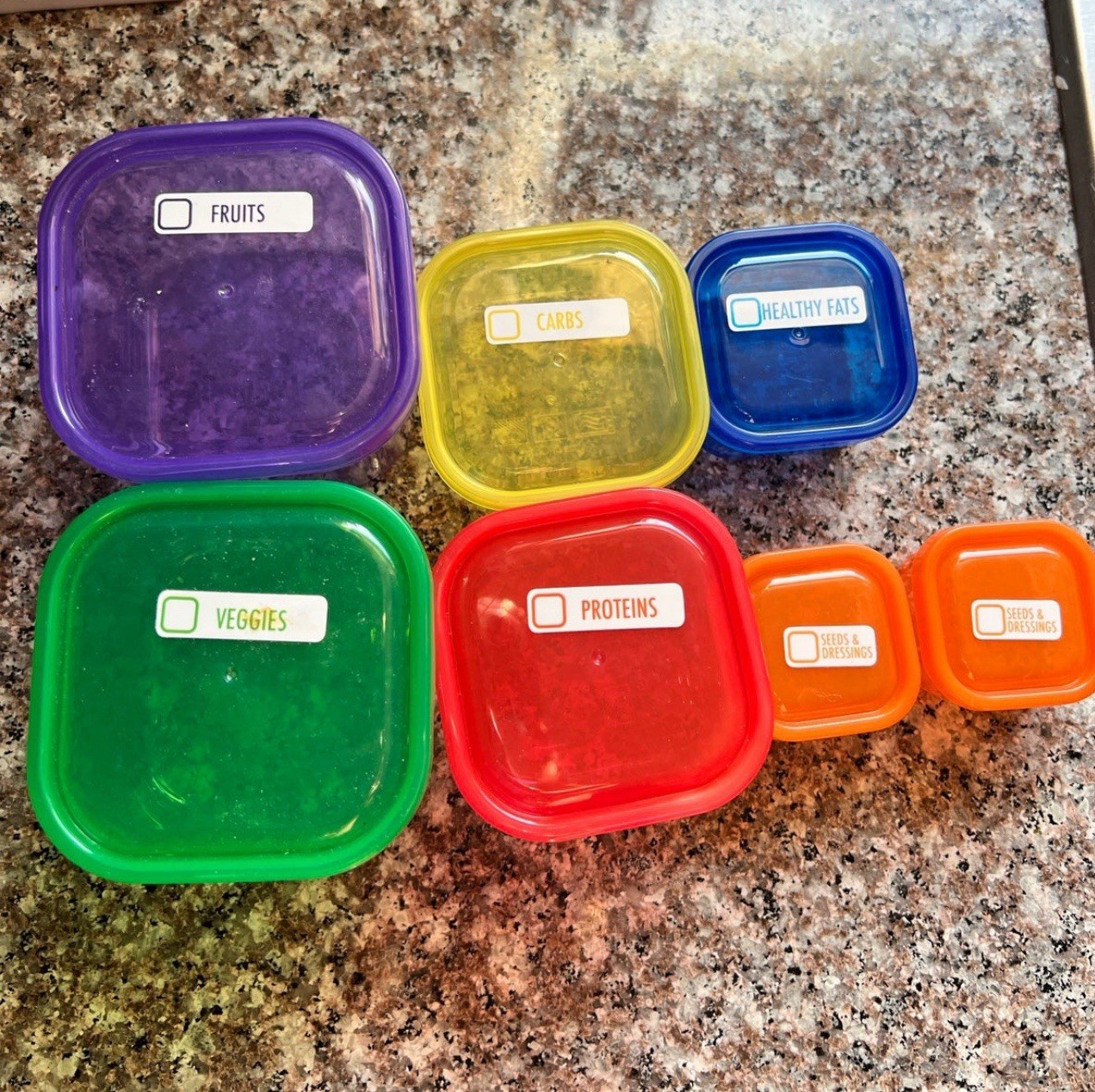 7 Pc Food Portion Control Containers for Diet and Healthy Living Beach Body