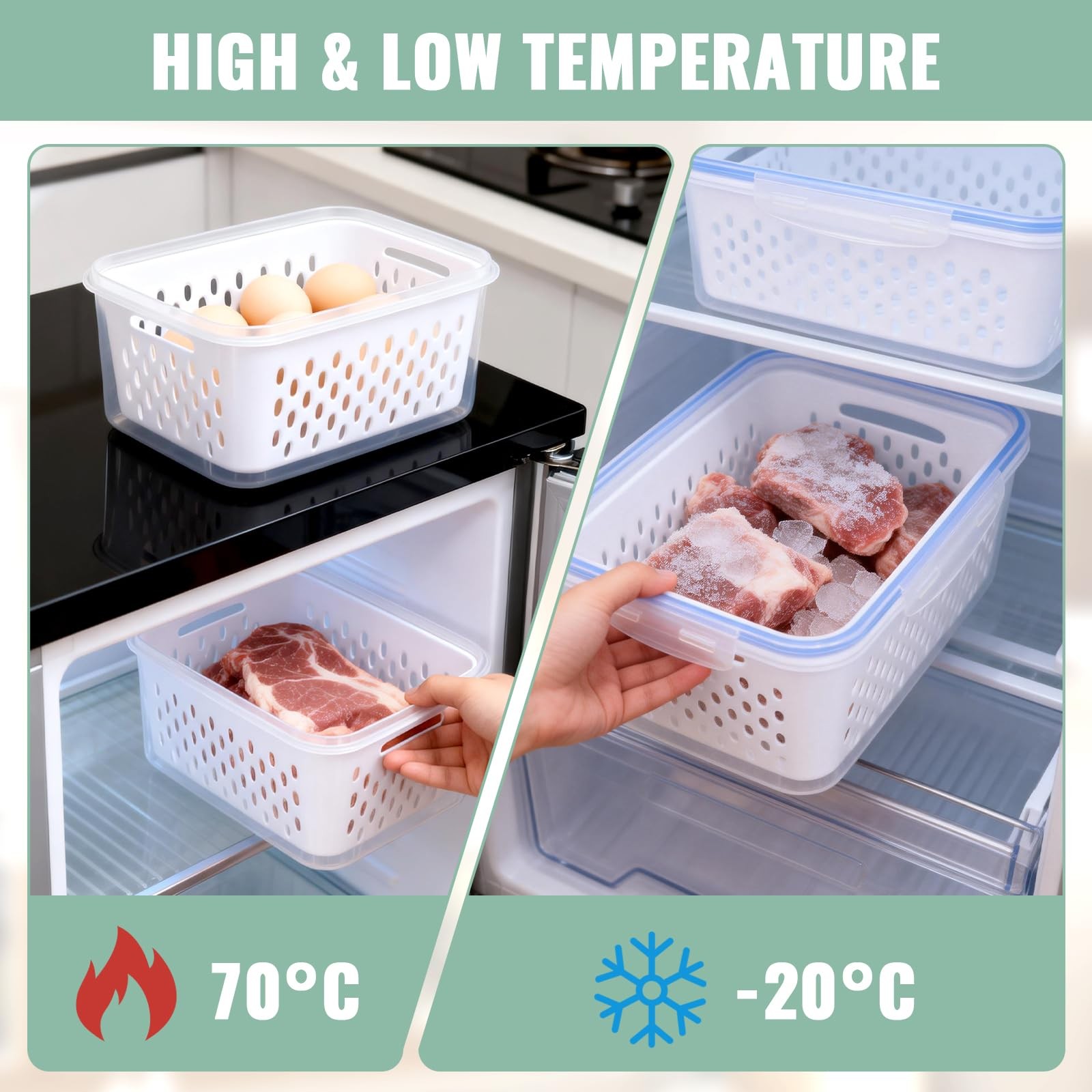 3 PCS Fruit Storage Containers for Fridge Food Berry Storage Container Set wi…