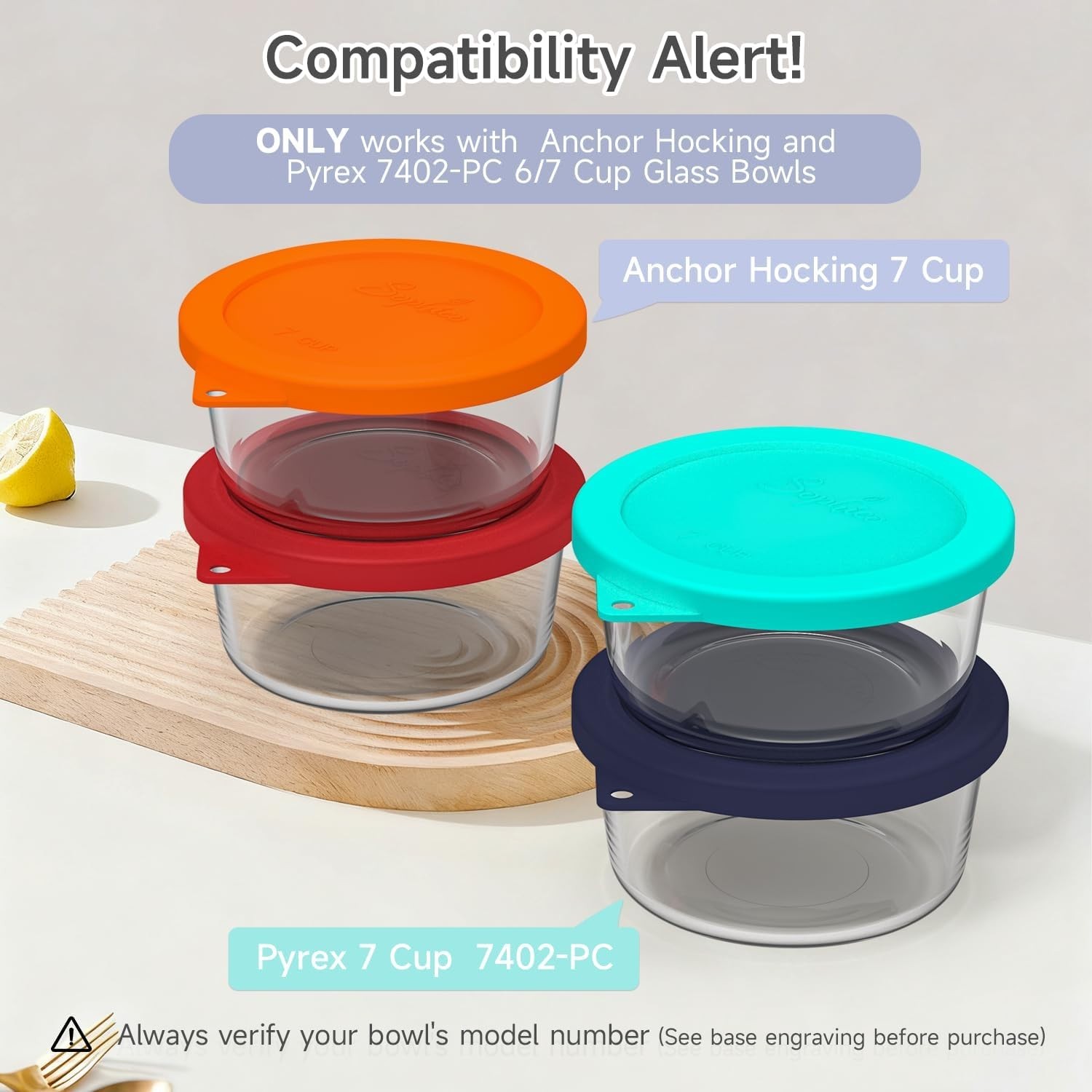 Round Silicone Storage Cover Lids Replacement for Anchor Hocking and Pyrex 74…